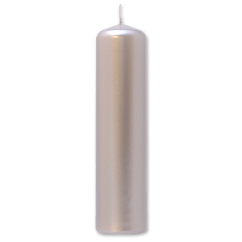 Metallic pillar candle 5,8 x 15 cm - paraffin Silver
