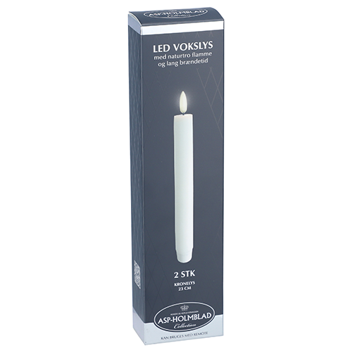 ASP-HOLMBLAD LED Wax Crown Candle 2.3 x 23 cm 2-pack White in a beautiful gift box