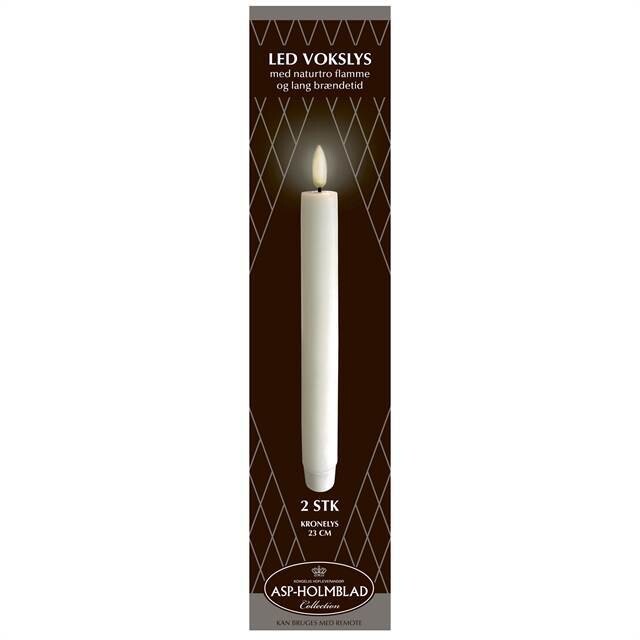 ASP-HOLMBLAD LED Wax Crown Candle 2.3 x 23 cm 2-pack White in a beautiful gift box