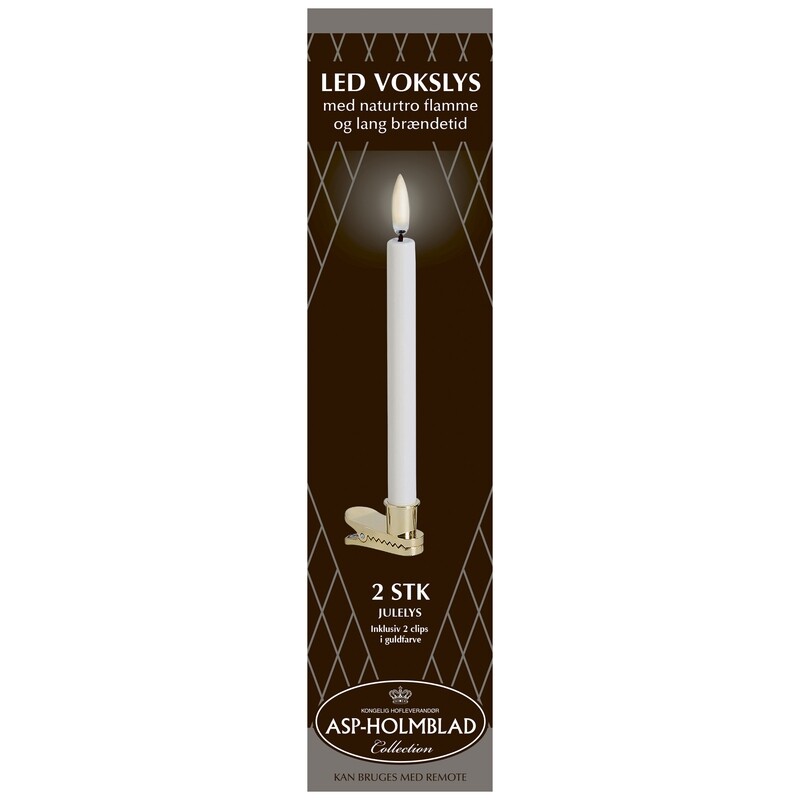 ASP-HOLMBLAD LED Christmas candles 1.3 x 13.8 cm 2 pcs. White in a nice gift box with clip