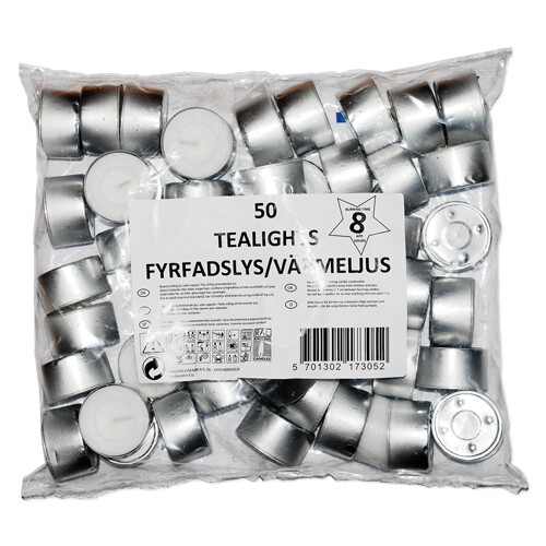 Tealights paraffin 8 hours 50 pcs.