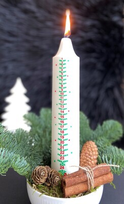 Calendar candle No. 2. 5 x 27.5 cm white 100% pure stearin
