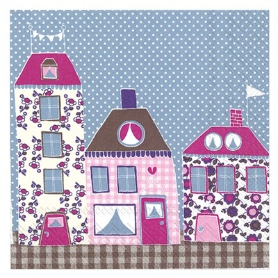 Frokost servietter &quot;Fun Town Dusty Blue&quot; 33 x 33 cm 3-lag 20 stk.