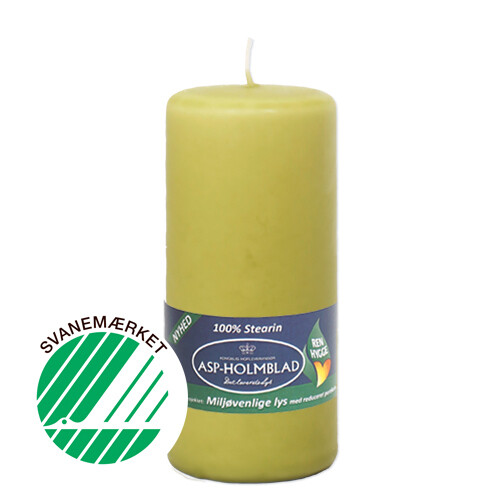 Eco-friendly pillar candles 5.8 x 13 cm Dusty Green - 100% stearin