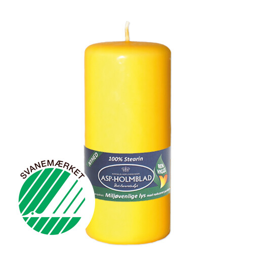Eco-friendly pillar candles 5.8 x 13 cm Yellow - 100% stearin