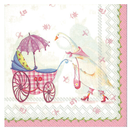 Frokost servietter 3-Lag 33 x 33 cm 20 stk. &quot;Baby shower/New Arrival Dusty Rosa&quot;