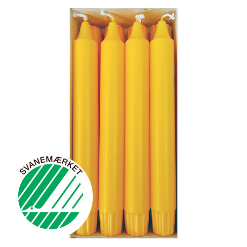 Crowntop candle No. 55 2,4 x 20 cm 8 stk. 100% pure stearin Yellow