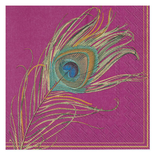 Coffee napkins 3-layer 25 x 25 cm 20 pcs. Peacock Feather Candy Coral