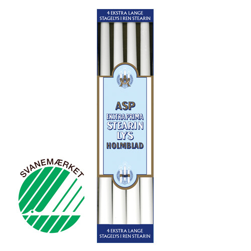 Extra Long Crowntop Candles 2,2 x 36 cm 4 stk. 100% pure stearin White
