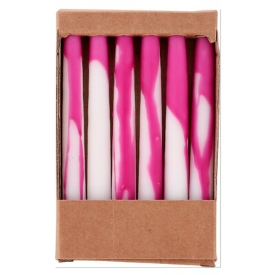 Mini Taper candles 6 pcs. dipped White/Jazz &quot;Picasso&quot; 1.3 x 12 cm
