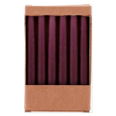 Mini Taper candles 6 pcs. dipped Aubergine "Picasso" 1.3 x 12 cm