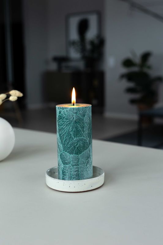 Shea Pillar Candle 6.7 x 15 cm “Green” in gift box