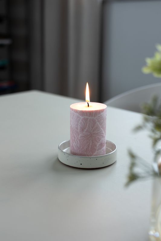 Shea Pillar Candle 67 x 10 cm “Rosa” in gift box