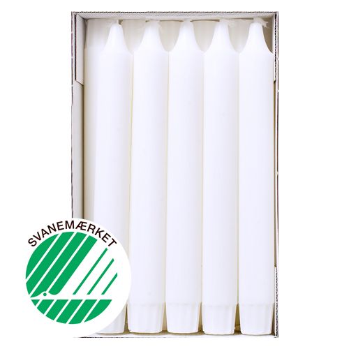 Crowntop candle No. 55 2.3 x 20 cm 10 pcs. 100% pure stearin White
