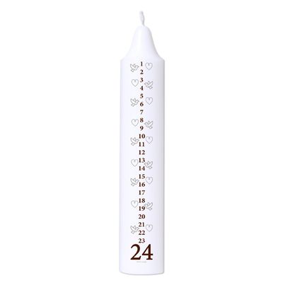 Calendar candle 5 x 27.5 cm white 100% pure stearin “Hearts &amp; Pigeons Black&quot;