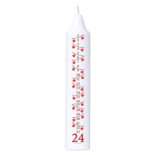 Calendar candle 5 x 27.5 cm white 100% pure stearin “Christmas Hearts&quot;