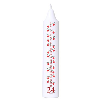 Calendar candle 5 x 27.5 cm white 100% pure stearin “Christmas Hearts&quot;