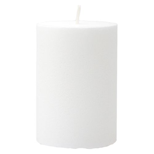 “Cobweb&quot; pillar candle 6.6 x 10 cm white 100% pure stearin “Flat top”