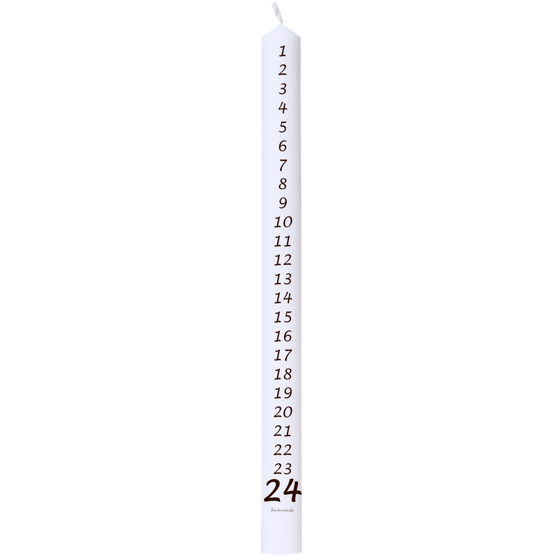 Calendar candle 3 x 39 cm white 100% pure stearin “1-24 Black&quot;