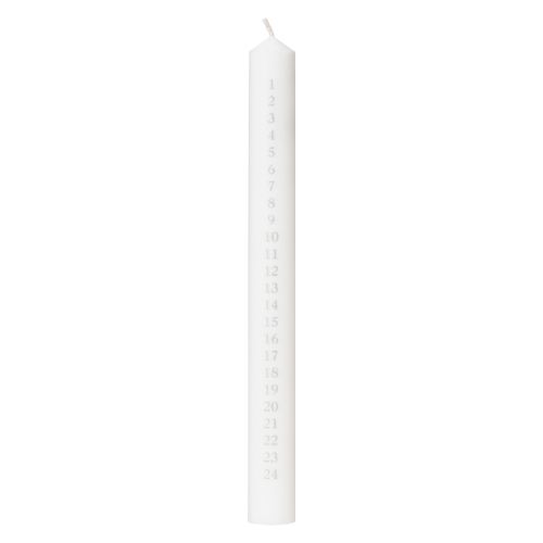 Calendar candle 3 x 30 cm white 100% pure stearin “1-24 Silver&quot;