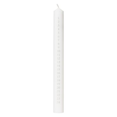 Calendar candle 3 x 30 cm white 100% pure stearin “1-24 Silver&quot;