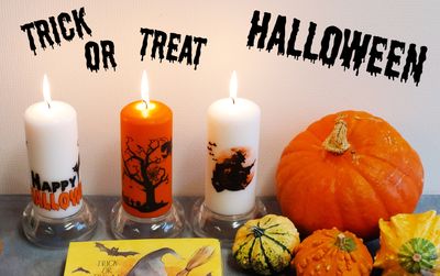 “HALLOWEEN” pillar candles 5.8 x 13 cm 3 pcs. ass.