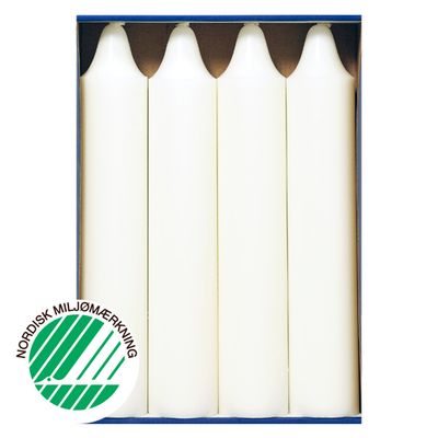 Stearin Pillar Candle 5 x 27,5 cm white 100% pure stearin 4 pack