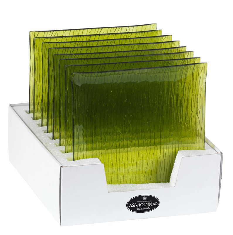 Glass plate &quot;Structure&quot; 26.5 x 26.5 cm Kiwi *Carton w/8 pcs.