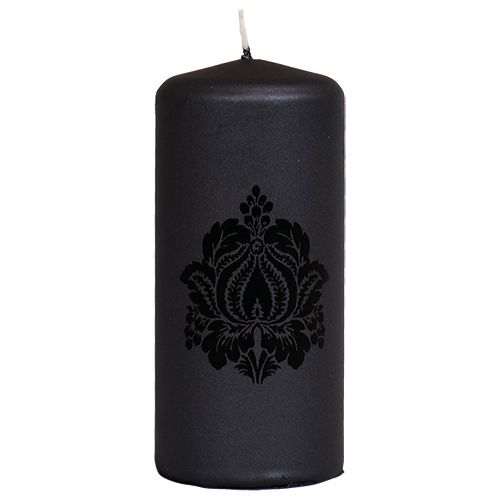 Soft Metallic pillar candle 6,8 x 15 cm - paraffin “Black Ornament&quot;