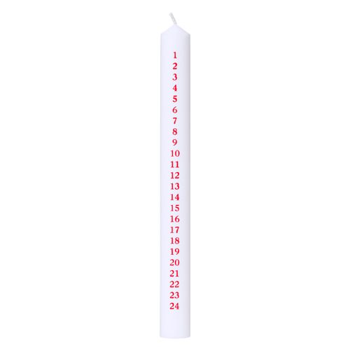 Calendar candle 3 x 30 cm white 100% pure stearin “1-24 Red&quot;