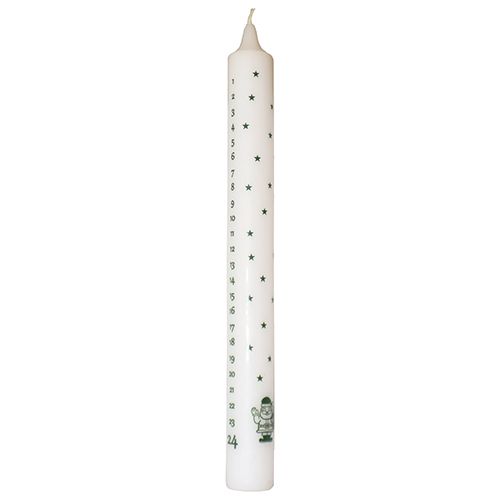 Calendar candle 3 x 30 cm white paraffin &quot;Happy Santa&quot; Mossgreen