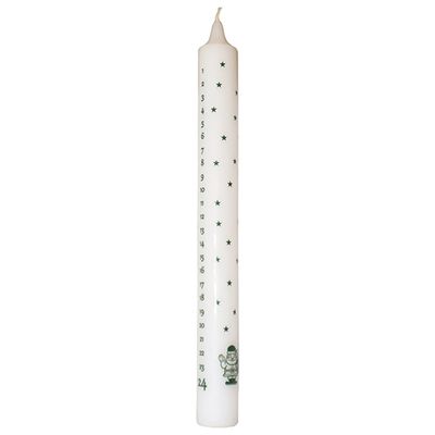 Calendar candle 3 x 30 cm white paraffin &quot;Happy Santa&quot; Mossgreen