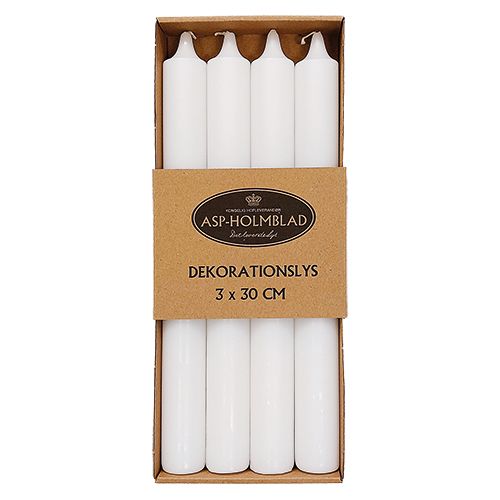 Giant candle 3 x 30 cm White paraffin 4-pack.