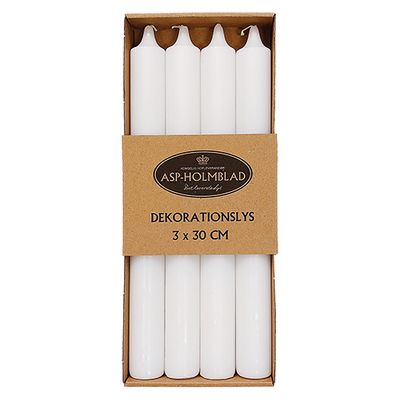 Giant candle 3 x 30 cm White paraffin 4-pack.