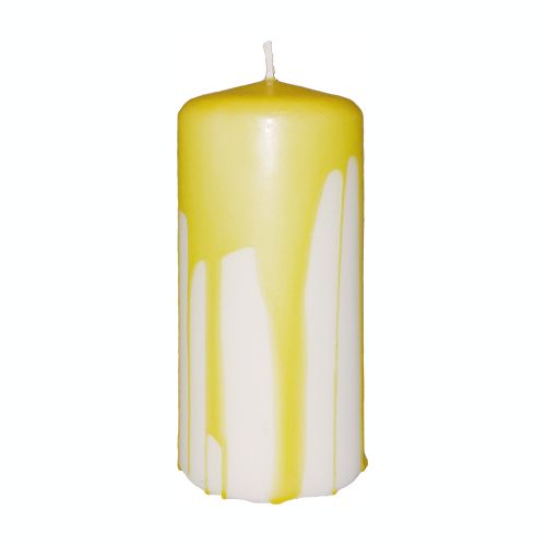“PICASSO” pillar candle 5,8 x 12 cm  - “White-Yellow&quot;