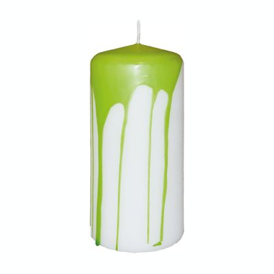 “PICASSO” pillar candle 5,8 x 12 cm  - “White-Kiwi&quot;