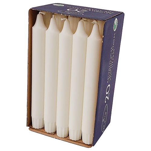 Crowntop candle 2.3 x 19 cm 20 pcs. 100% pure stearin White