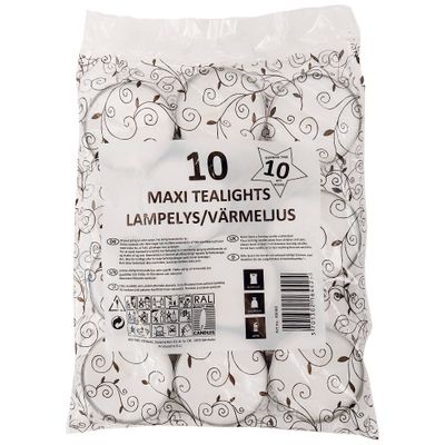 Maxi tealights paraffin 10 hours 10 pcs.