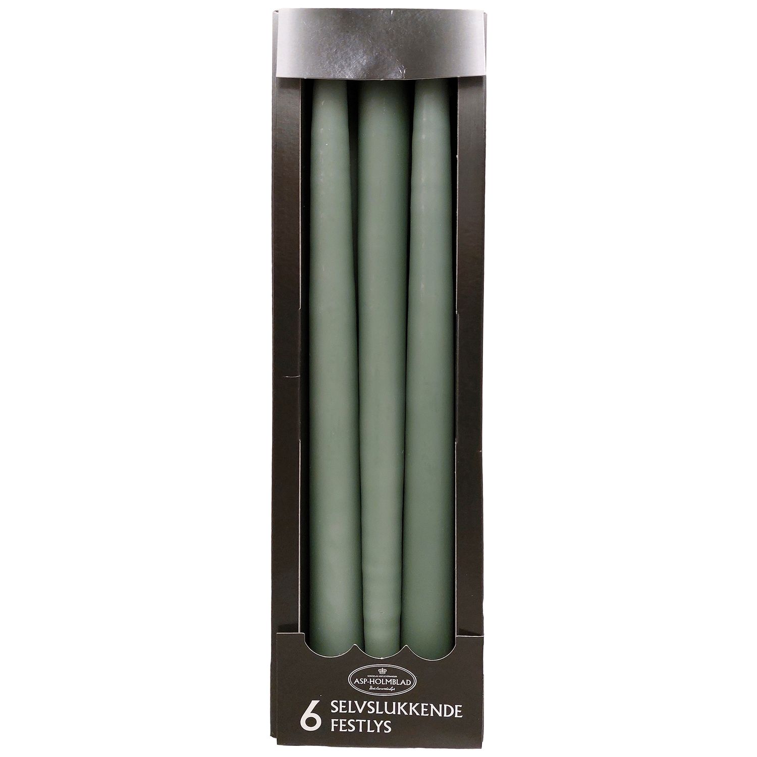 Self-extinguishing Taper candles 2.2 x 28 cm Mossgreen