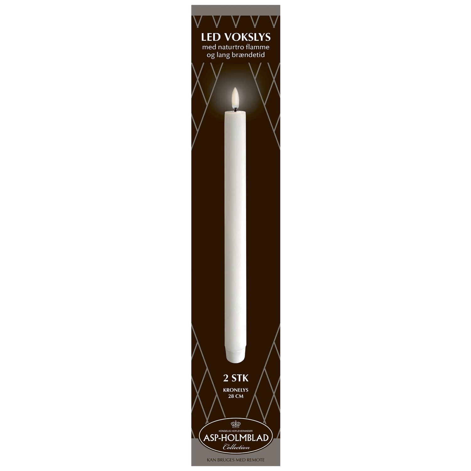 ASP-HOLMBLAD LED Wax Crown Candle 2.3 x 28 cm 2-pack White in a beautiful gift box