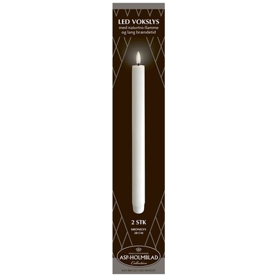 ASP-HOLMBLAD LED Wax Crown Candle 2.3 x 28 cm 2-pack White in a beautiful gift box