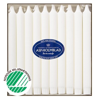 Kronelys 2,3 x 24 cm 20 stk. 100% ren stearin Hvid