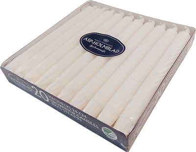 Kronelys 2,3 x 24 cm 20 stk. 100% ren stearin Hvid