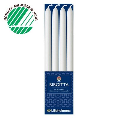 Stearin Taper Candles “Birgitta" 1,3 x 22 cm 4 pcs. White 100% pure stearin
