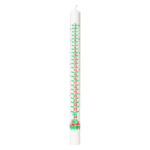 Calendar candle No. 1. 3 x 39 cm white 100% pure stearin