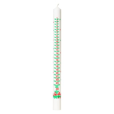 Kalenderlys No. 1. 3 x 39 cm hvid 100% ren stearin