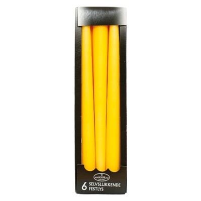 Self-extinguishing Taper candles 2.2 x 28 cm Yellow