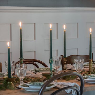 Self-extinguishing Taper candles 2.2 x 28 cm Mossgreen