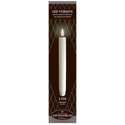 ASP-HOLMBLAD LED Wax Crown Candle 2.3 x 23 cm 2-pack White in a beautiful gift box