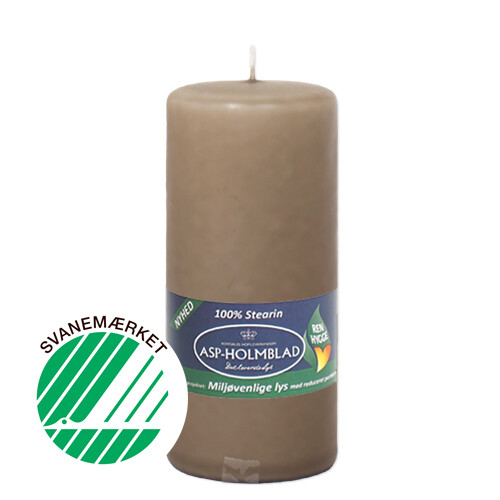 Low Emission Pillar Candle 5.8 x 13 cm Khaki - 100% Stearin